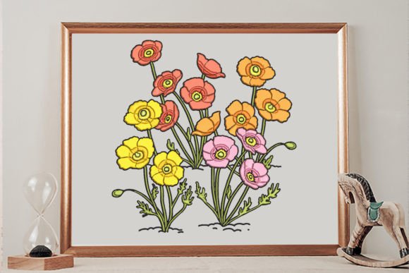 Beautiful Colorful Wildflower Bushes for Seasonal Embroidery