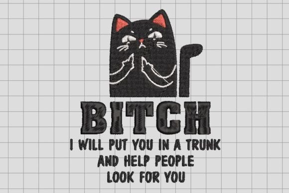 Cool Black Cat with Finger F Embroidery Review