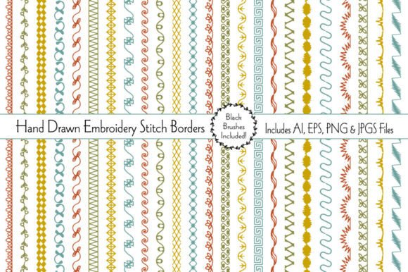 Hand Drawn Embroidery Stitch Borders: A Retro-Ready Design Collection