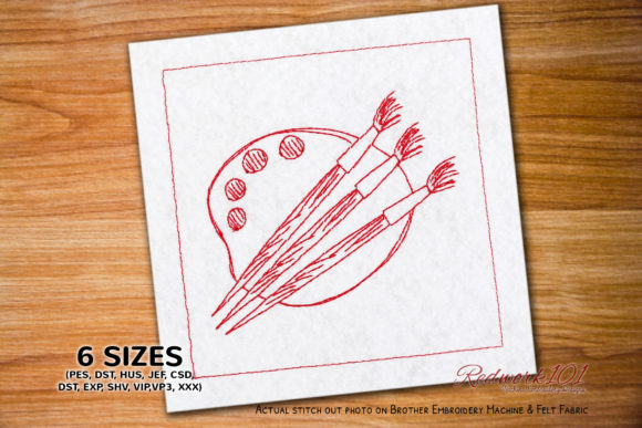 Painting Brushes on Palette Embroidery Review